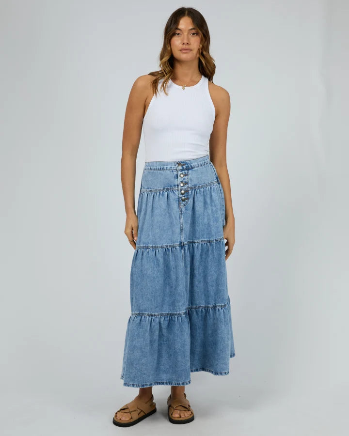 All About Eve Coco Denim Skirt - Light Blue