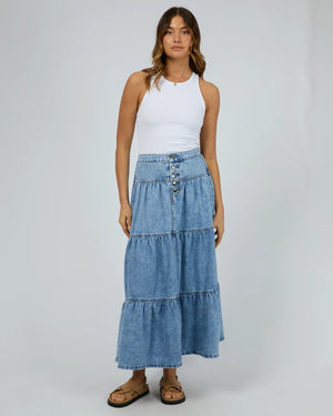 All About Eve Coco Denim Skirt - Light Blue
