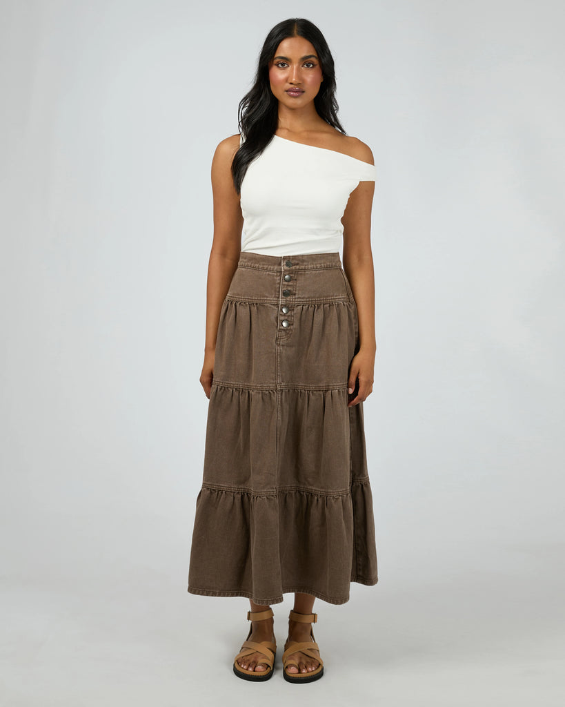 All About Eve Coco Denim Skirt - Chocolate