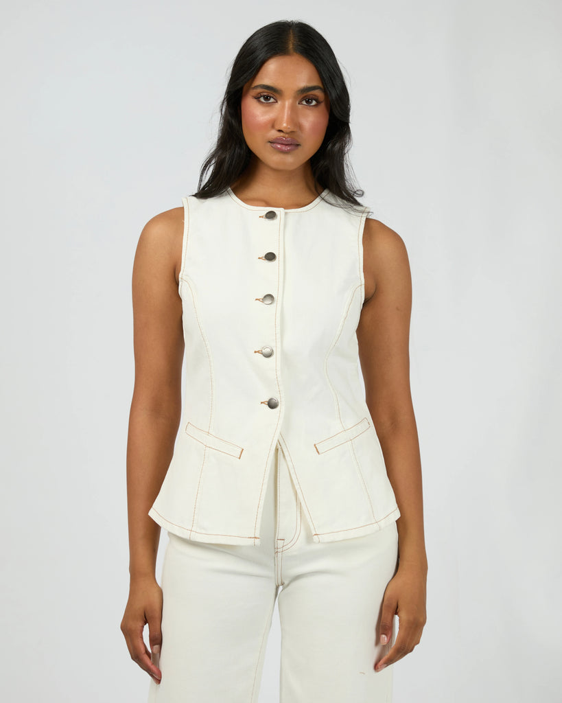 ALL ABOUT EVE Lena Denim Vest - White