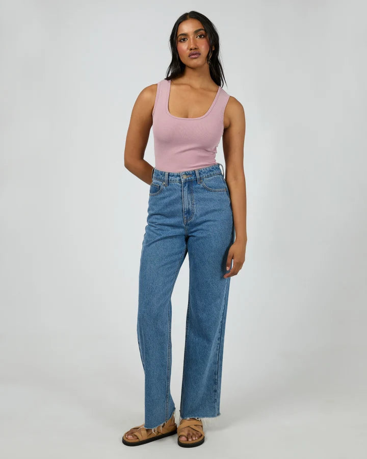 All About Eve Washed Rib Scoop Neck Tank - Quartz