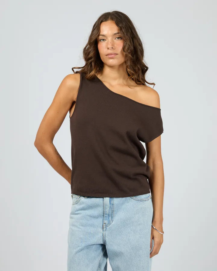 Silent Theory Ellis Off The Shoulder Top - Chocolate