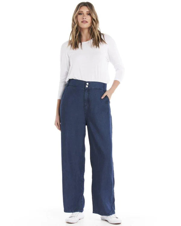 Betty Basics Lucinda Lyocell Relaxed Pant - Blue Ink