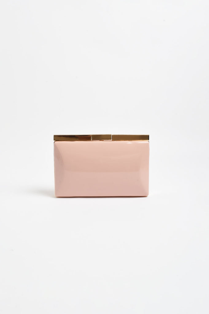 Adorne Simona Gloss Structured Clutch - Peach