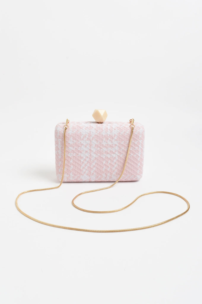 Adorne Janey Faux Weave Check Structured Clutch