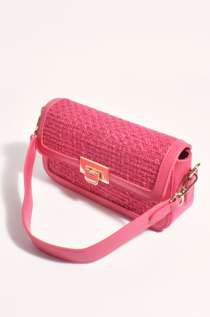 Hattie Tweed Mini Cross Body Bag - Pink