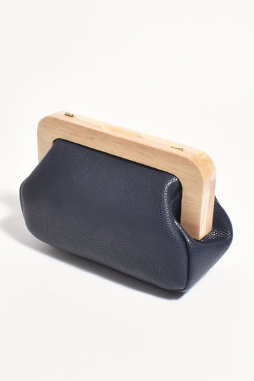 Kimmi Timber Frame Clutch - Navy