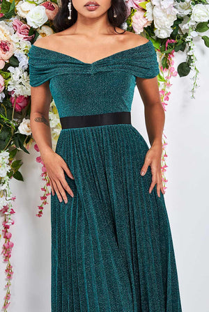 Danae Pleated Bardot Maxi Dress