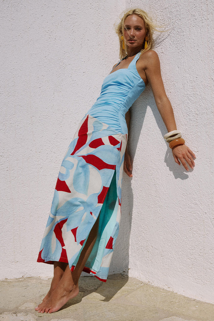 Seven Wonders Evie Halter Ruched Midi Dress