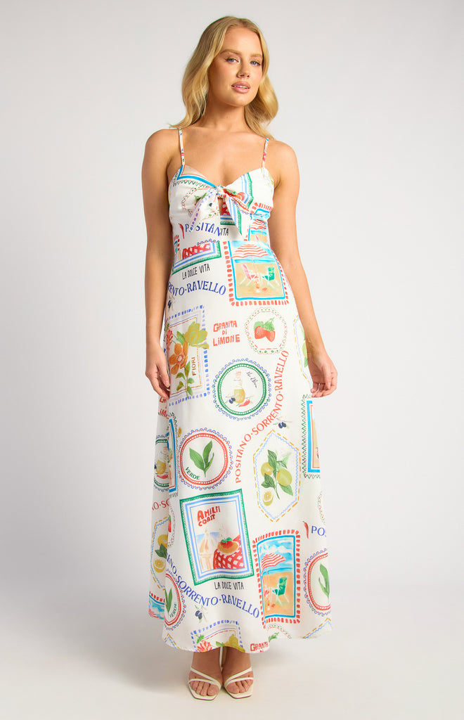 Vacation Tie Front Maxi Dress
