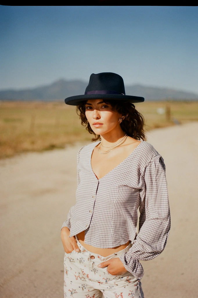 Brixton Meadow Blouse - Azure Blue Gingham