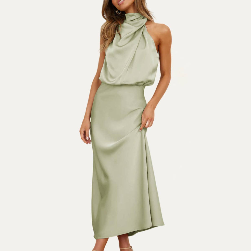 Herminie One-Shoulder Halter Midi Dress