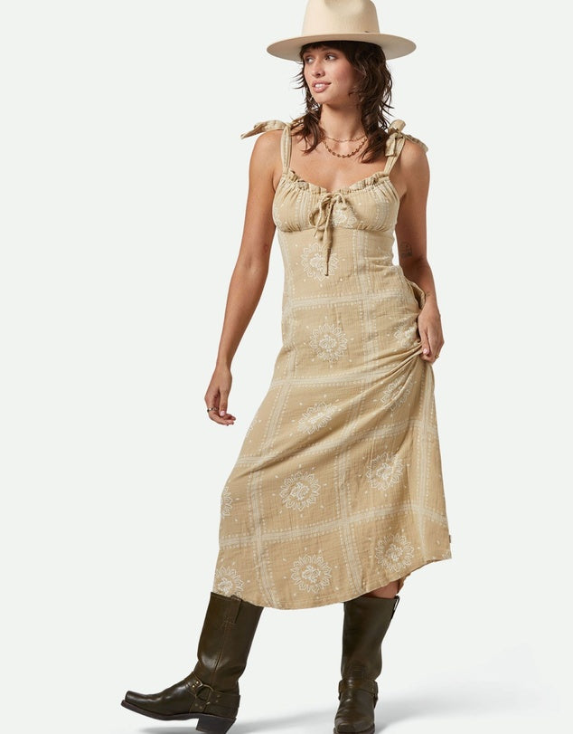 Brixton Wandering Tie Dress - Pale Khaki Bandana