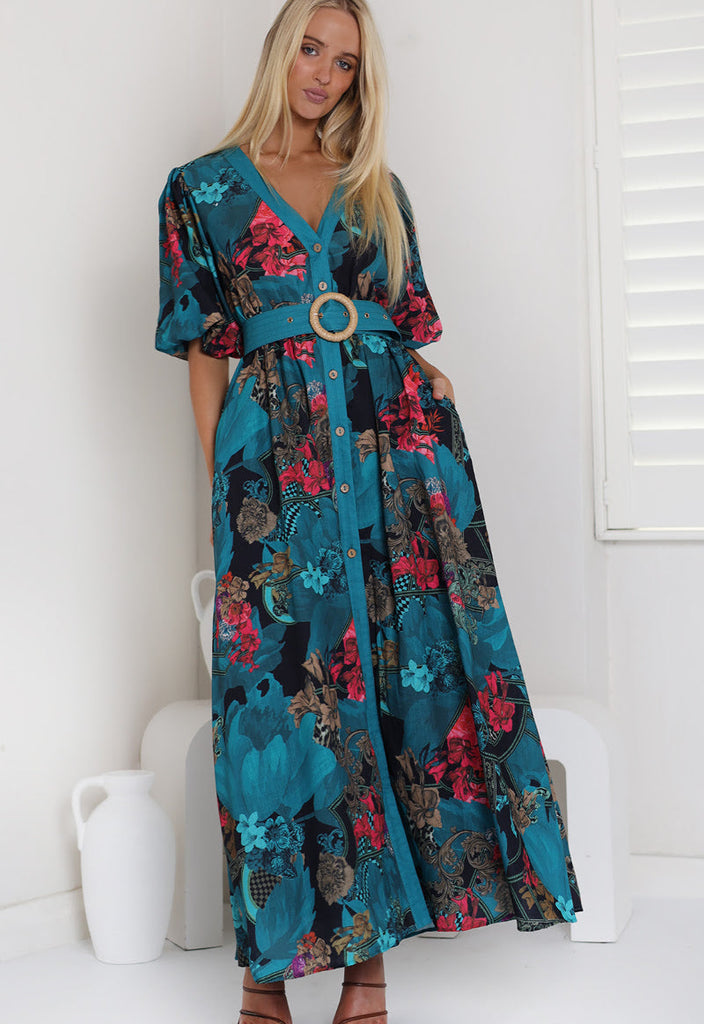 White Sandstorm Lucinda Maxi Dress - Emerald