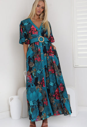 White Sandstorm Lucinda Maxi Dress - Emerald