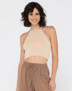 Rusty Aura Halter Knit Crop Top