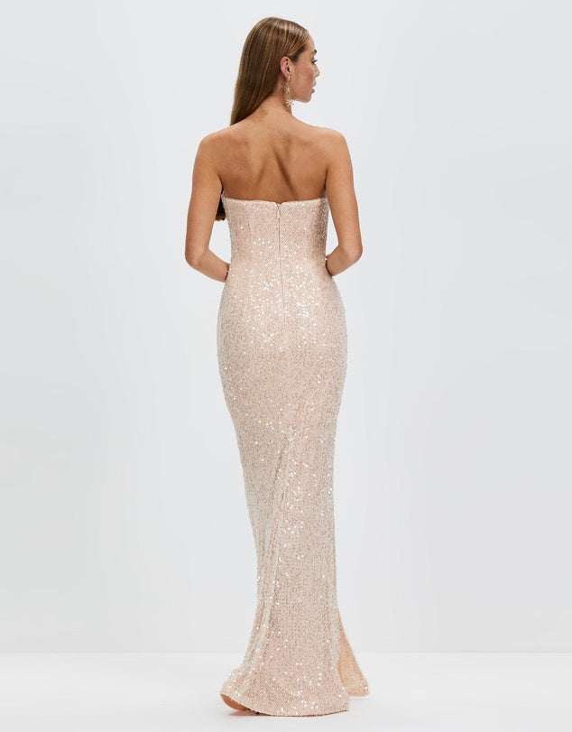 BARIANO BLACK Carmen Strapless Maxi Dress - Champagne
