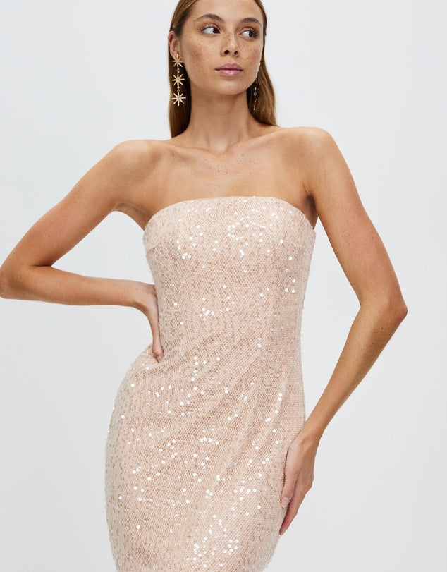 BARIANO BLACK Carmen Strapless Maxi Dress - Champagne
