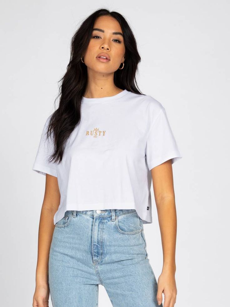 Rusty Sunrise Relaxed Fit Crop Tee