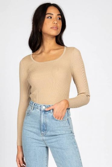 Rusty Charis Low Neckline Long Sleeve Knit Top